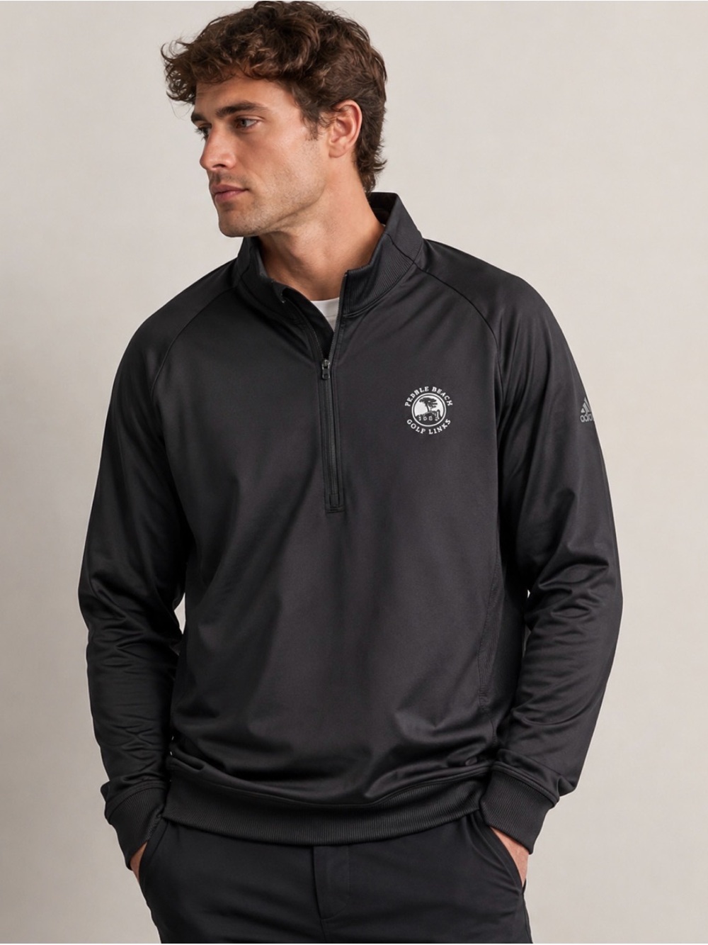 Adidas Golf Pebble Beach Quarter Zip Pullover Black Size Large